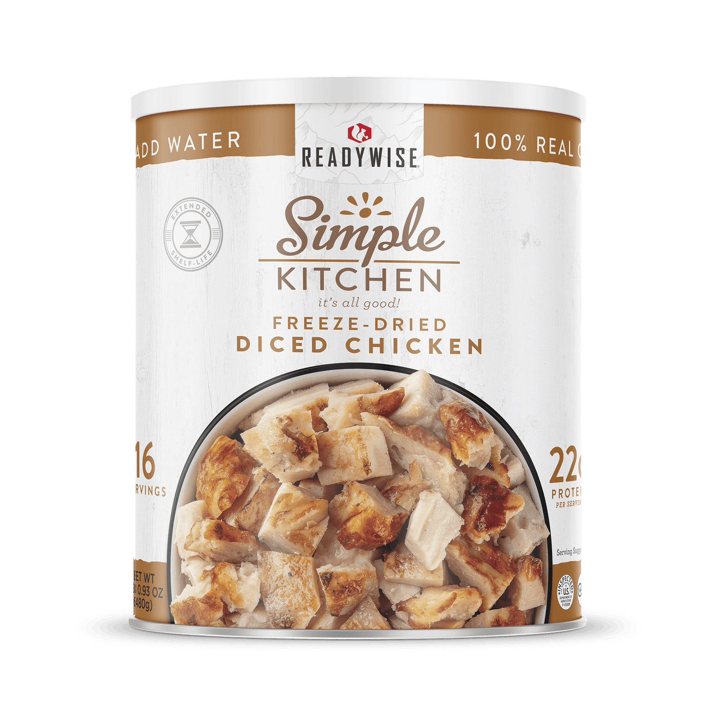 Diced Chicken – Freeze-Dried #10 Can – 16 Servings