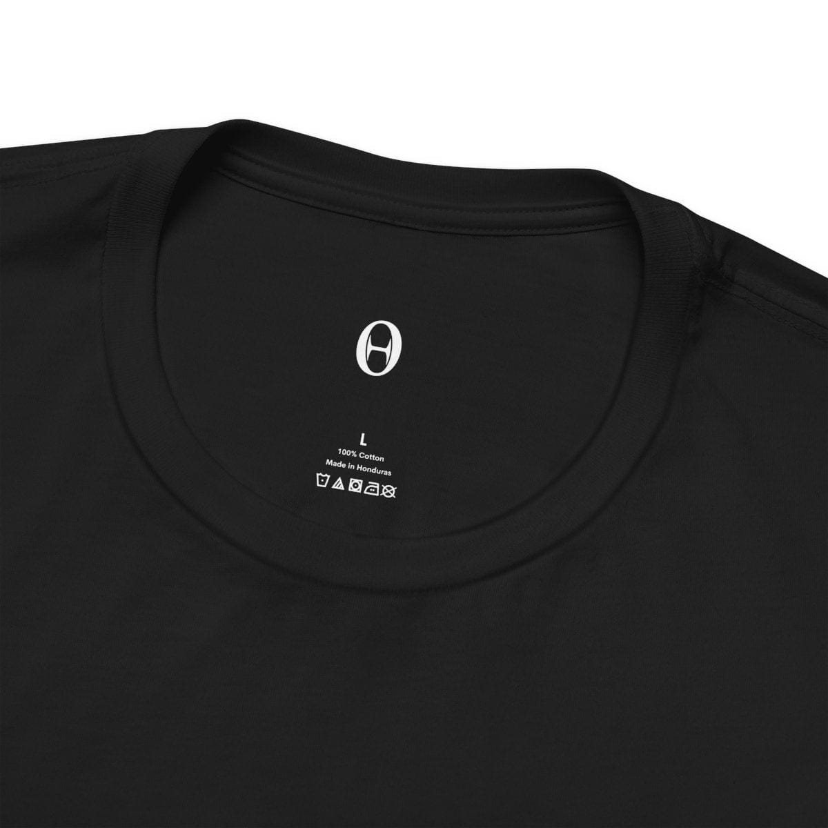 White ZeroHedge inner-collar logo and care text on Black