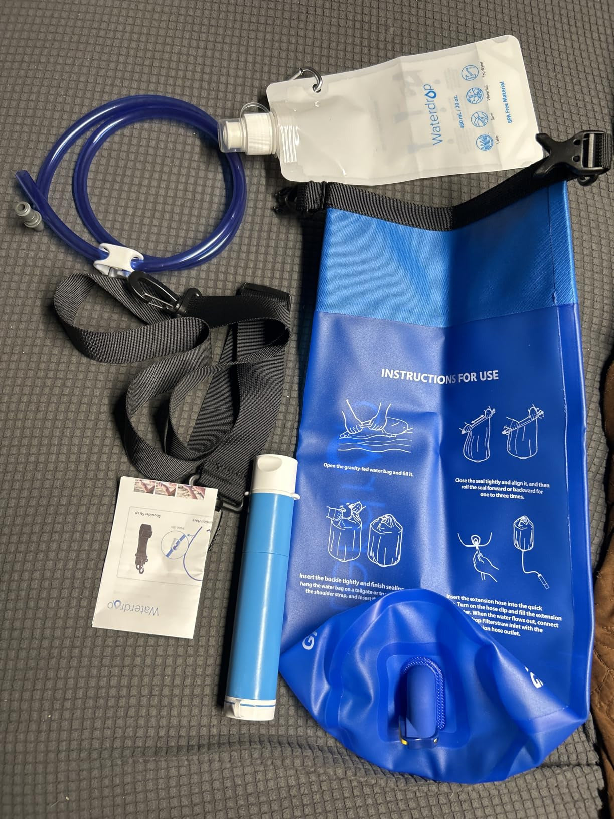 Camping Gravity Filter Kit (Includes Water Straw)