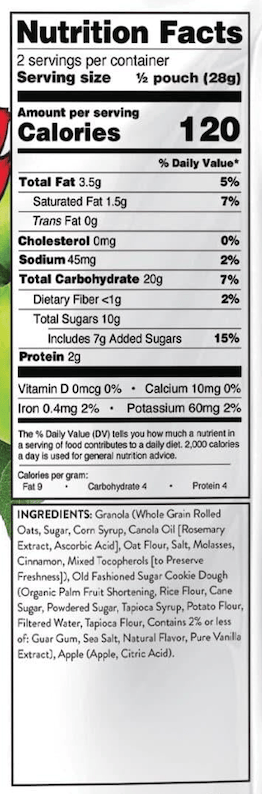 Old Fashioned Apple Crisp – 6 Pack nutrition facts