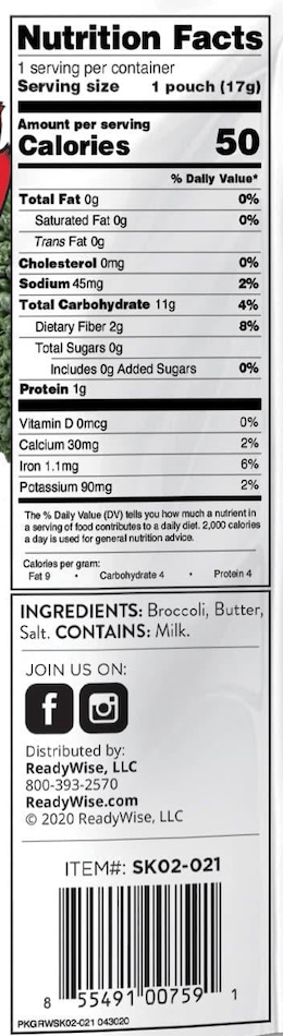 Simple Kitchen Buttered Broccoli - 6 Pack nutrition facts