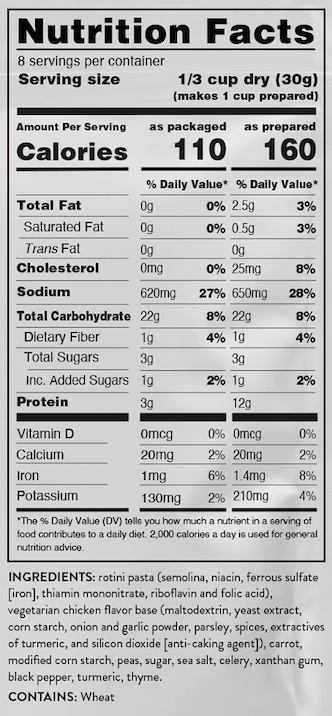 Chicken Noodle Soup Mix (Chicken Flavored) – 6-Count Case nutrition facts