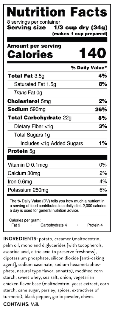 Creamy Potato Soup Mix – 6-Count Case nutrition facts