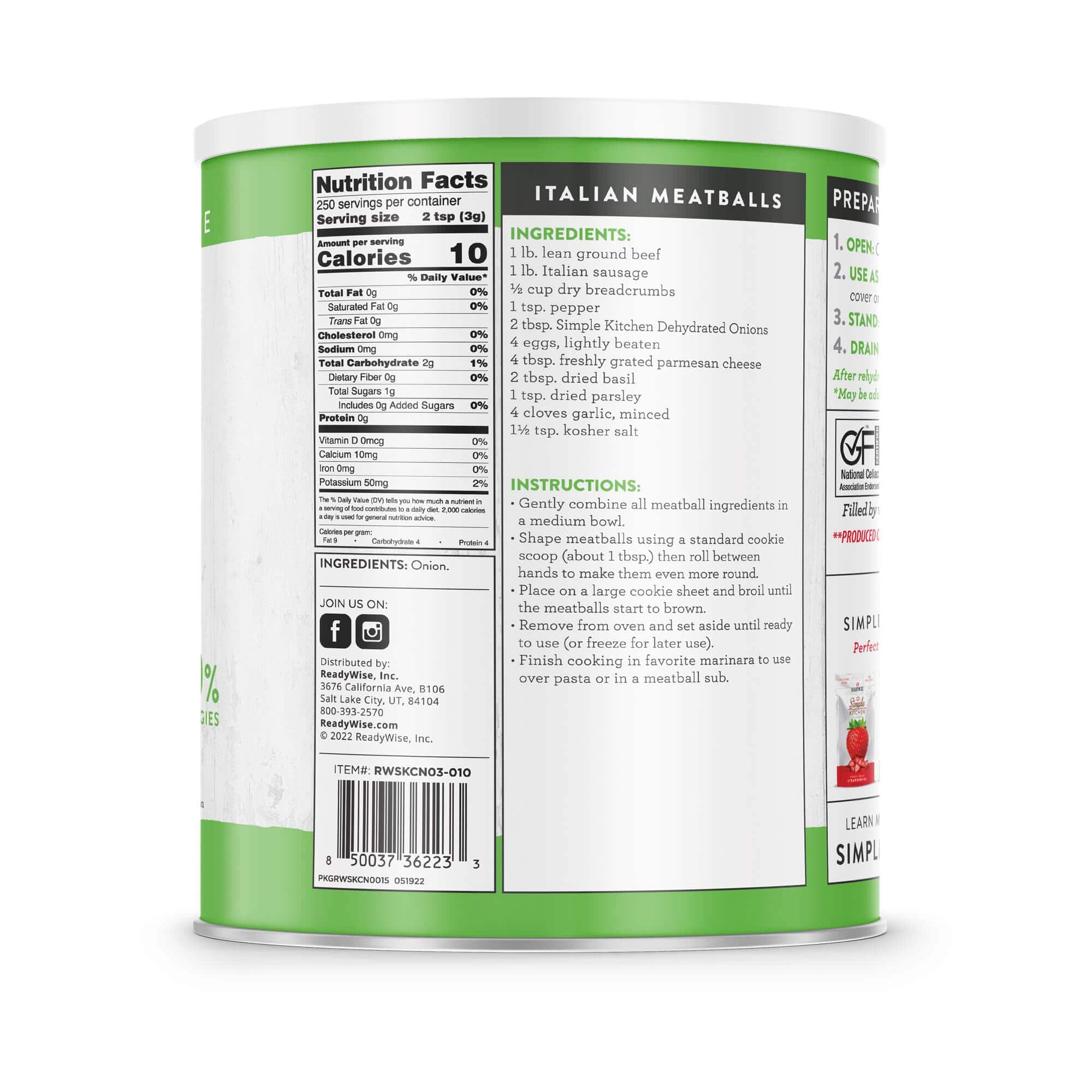 Chopped Onions – Dehydrated #10 Can – 250 Servings