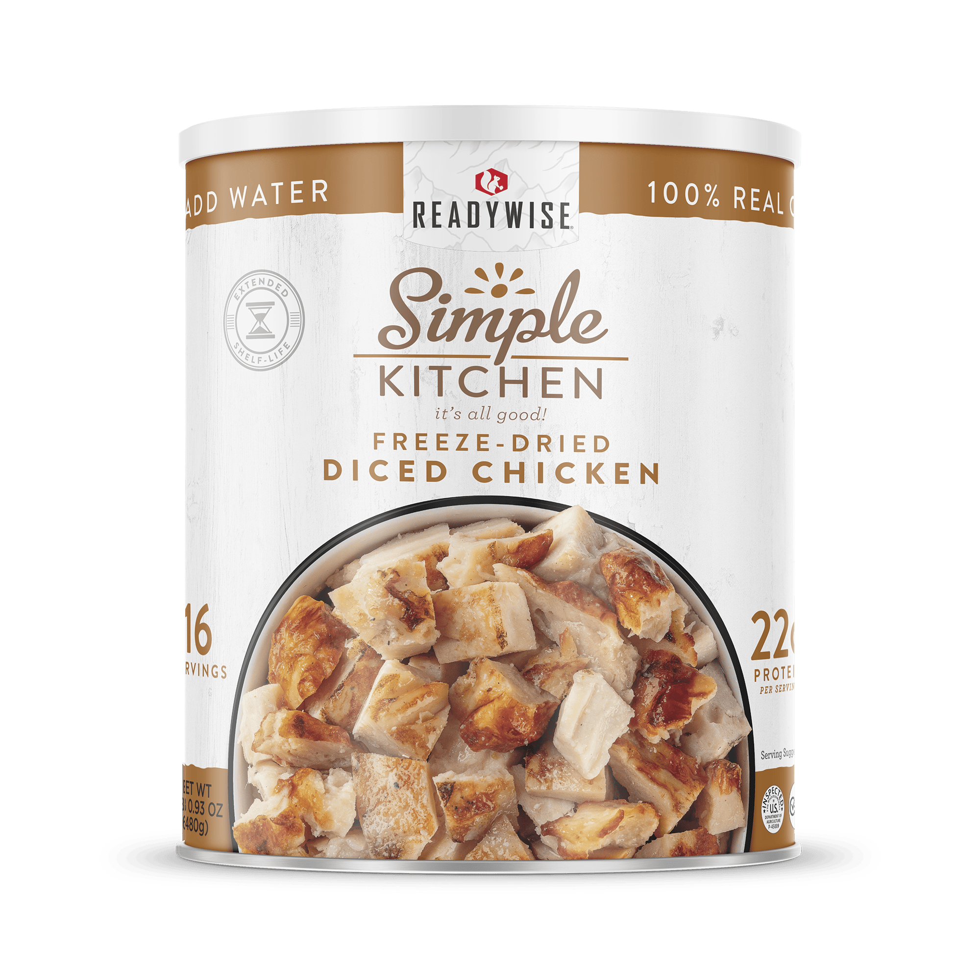 Diced Chicken – Freeze-Dried #10 Can – 16 Servings