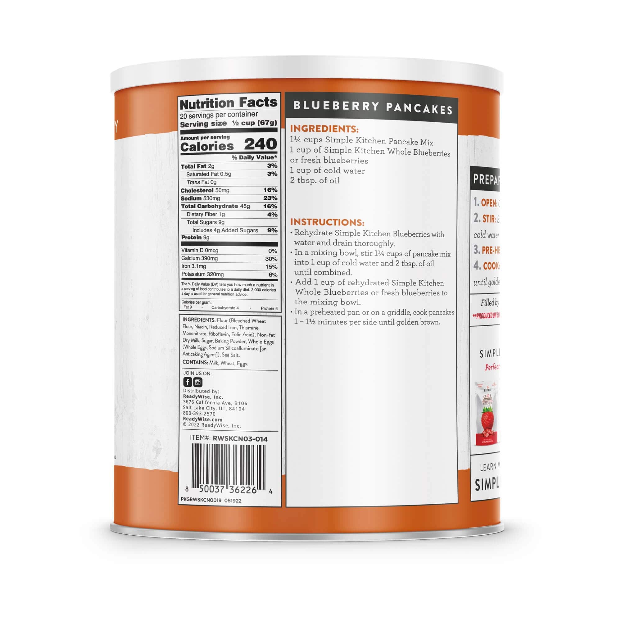 Pancake Mix – Dehydrated #10 Can – 20 Servings