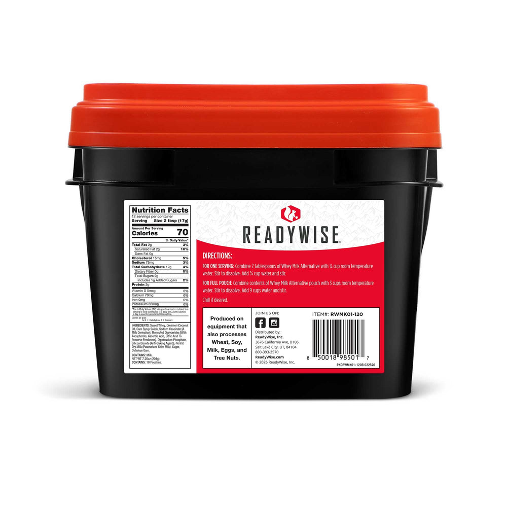 120 Servings Emergency Whey Milk Alternative nutrition facts