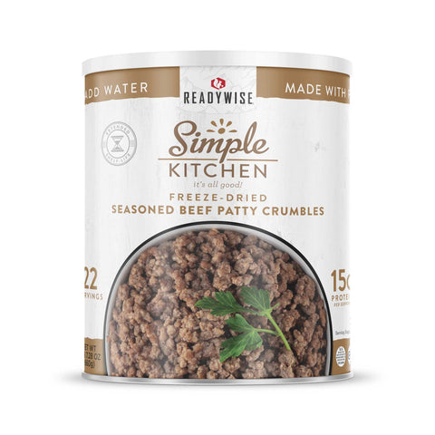 Seasoned Beef Patty Crumbles – Freeze-Dried #10 Can – 22 Servings