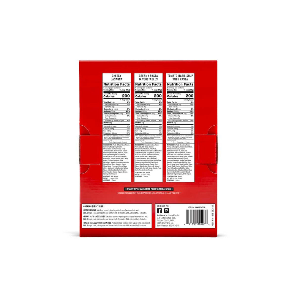 18 Serving Emergency Food Sampler – Favorites Box nutrition facts