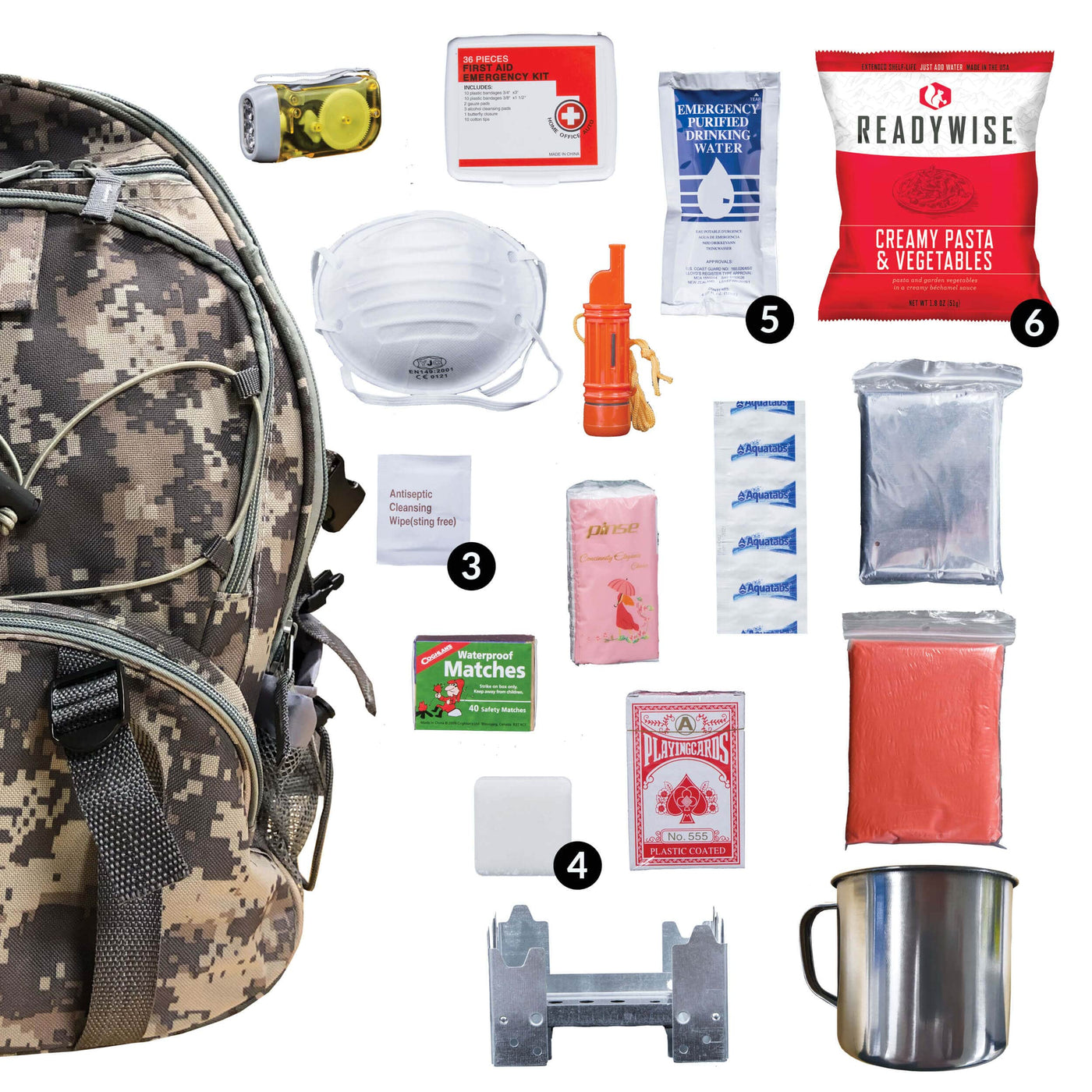 64-Piece Survival Backpack