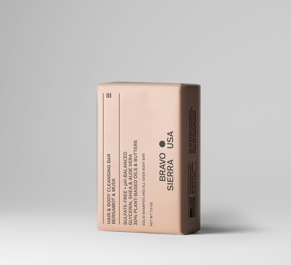 Bravo Sierra Hair & Body Cleansing Bar – Bergamot & Musk