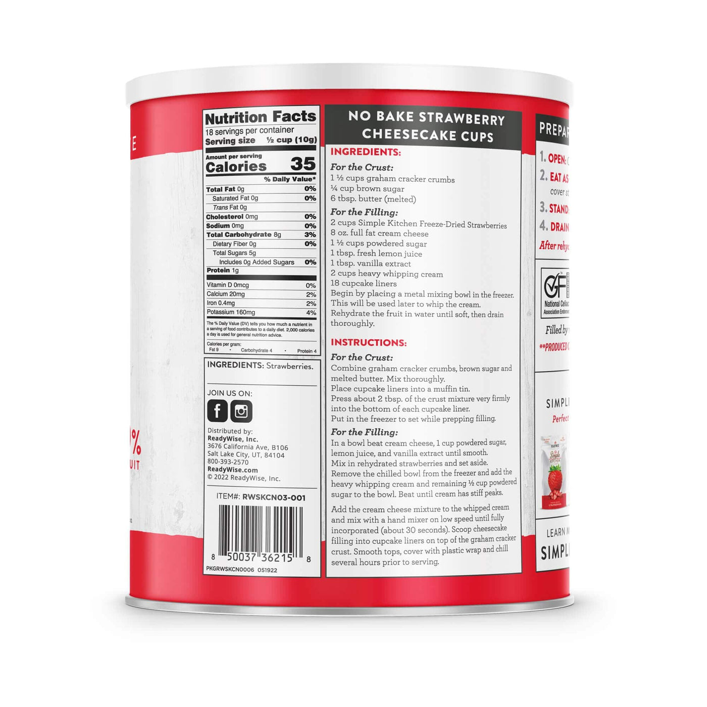 Sliced Strawberries – Freeze-Dried #10 Can – 18 Servings