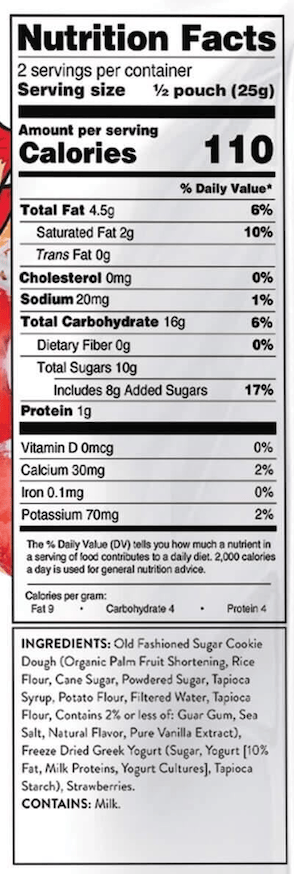 Strawberry Yogurt Tart – 6 Pack nutrition facts