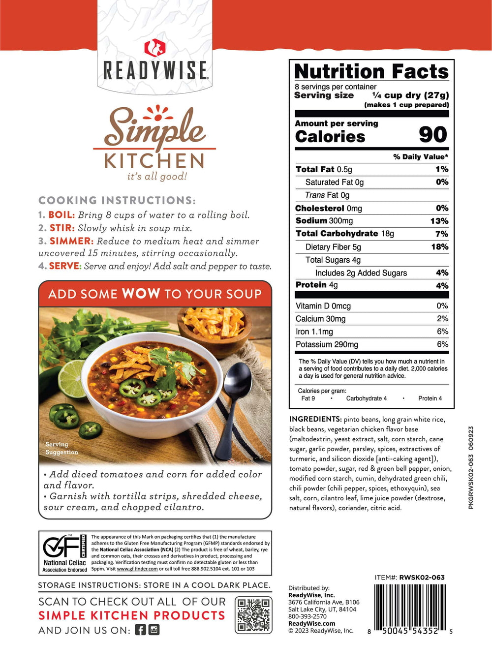 Tortilla Soup Mix – 6-Count Case nutrition facts