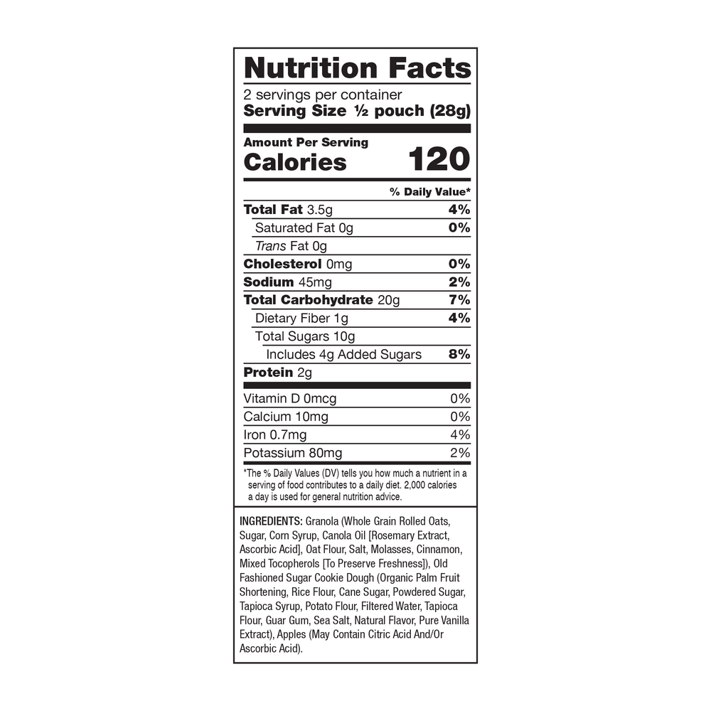 Apples, Cookies & Granola Snack – Freeze-Dried 6 Pack nutrition facts