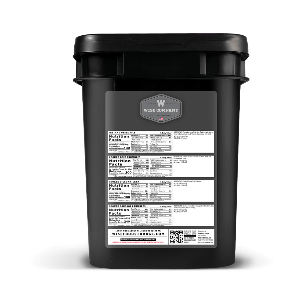 Freeze Dried Meat & Rice Survival Bucket nutrition facts