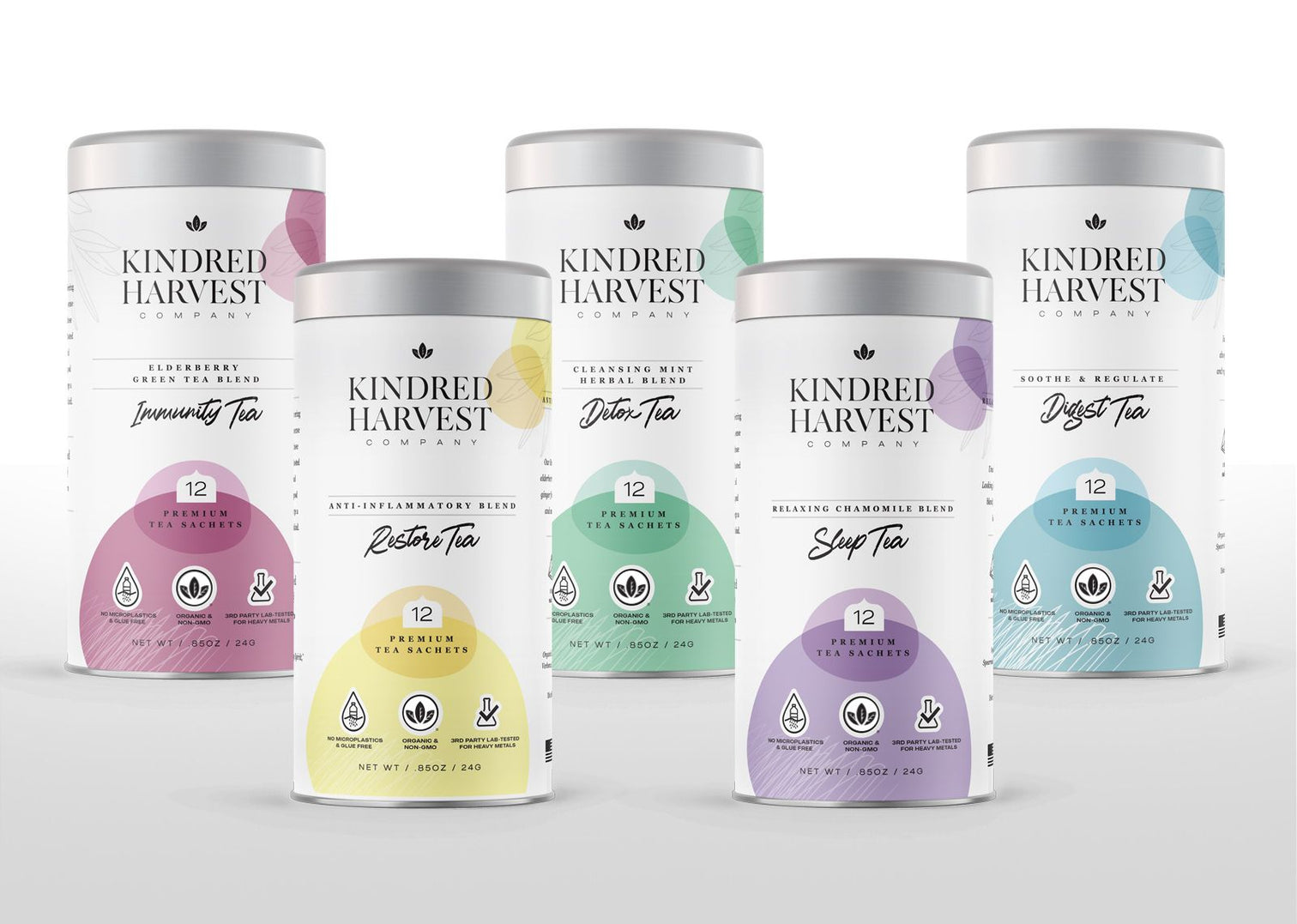 Wellness Bundle - 12 Sachets per Blend (5 Classic Tins)