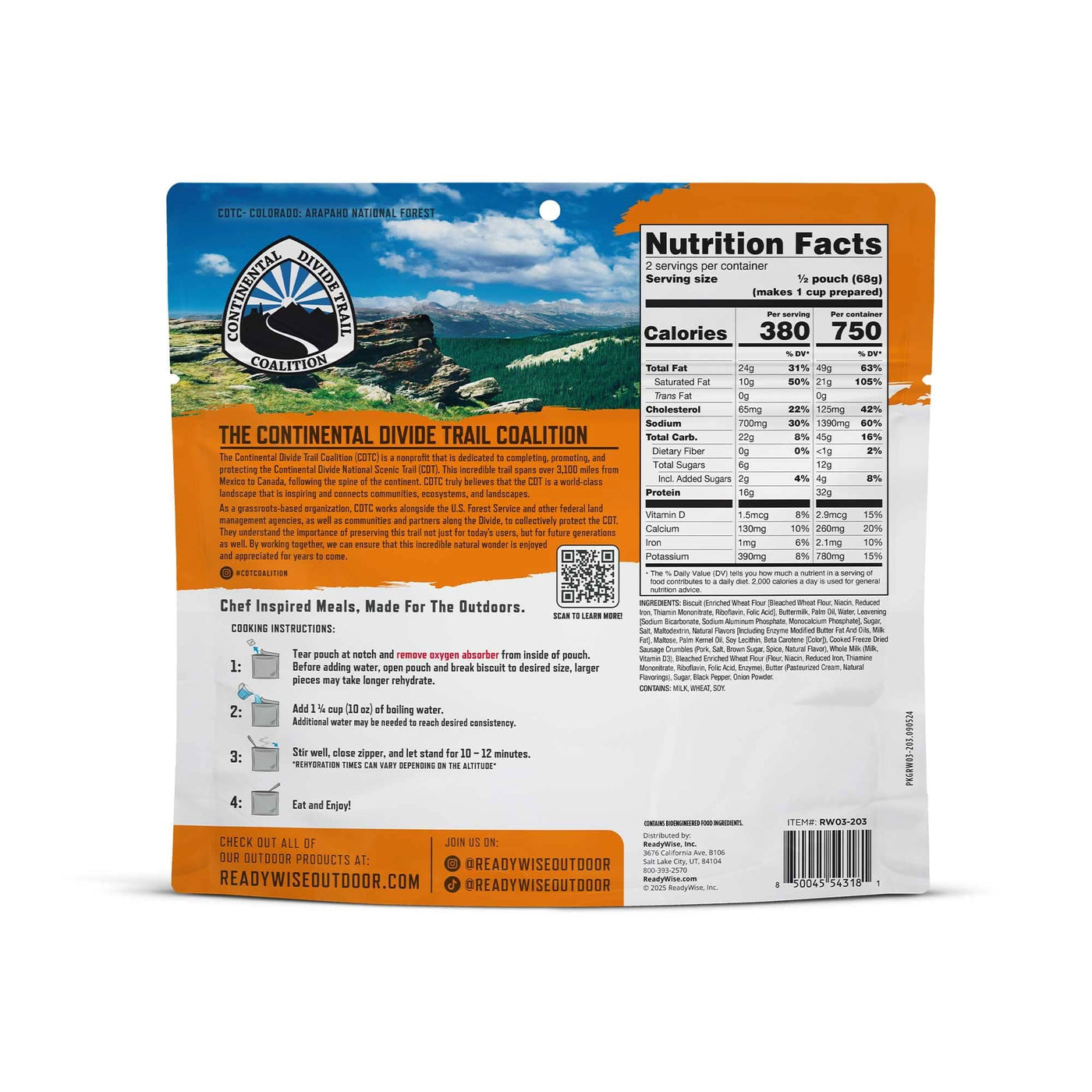 Homestyle Biscuits & Gravy – Pro Adventure Meal – 6 Pack