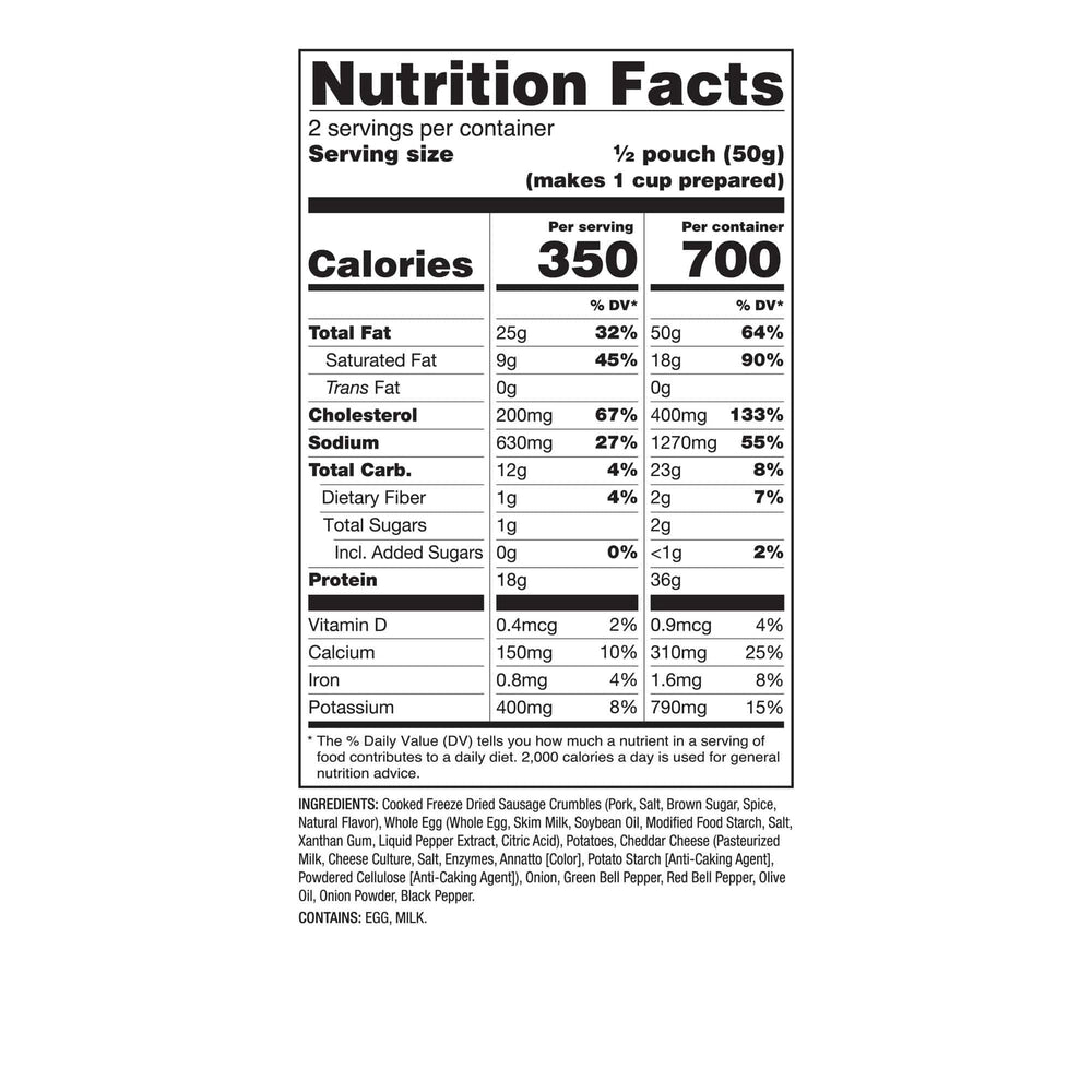 Breakfast Skillet – Pro Adventure Meal – 6 Pack nutrition facts