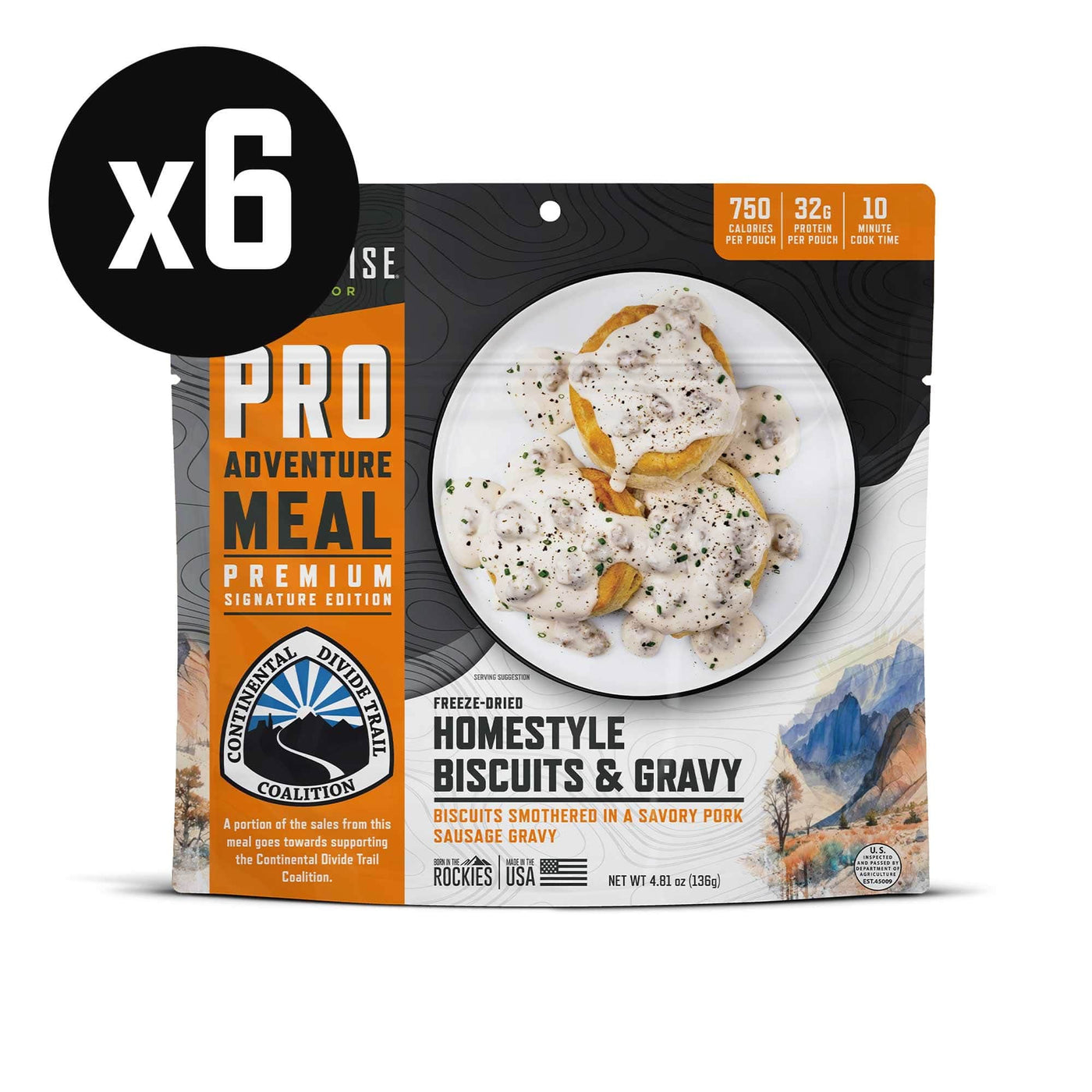 Homestyle Biscuits & Gravy – Pro Adventure Meal – 6 Pack